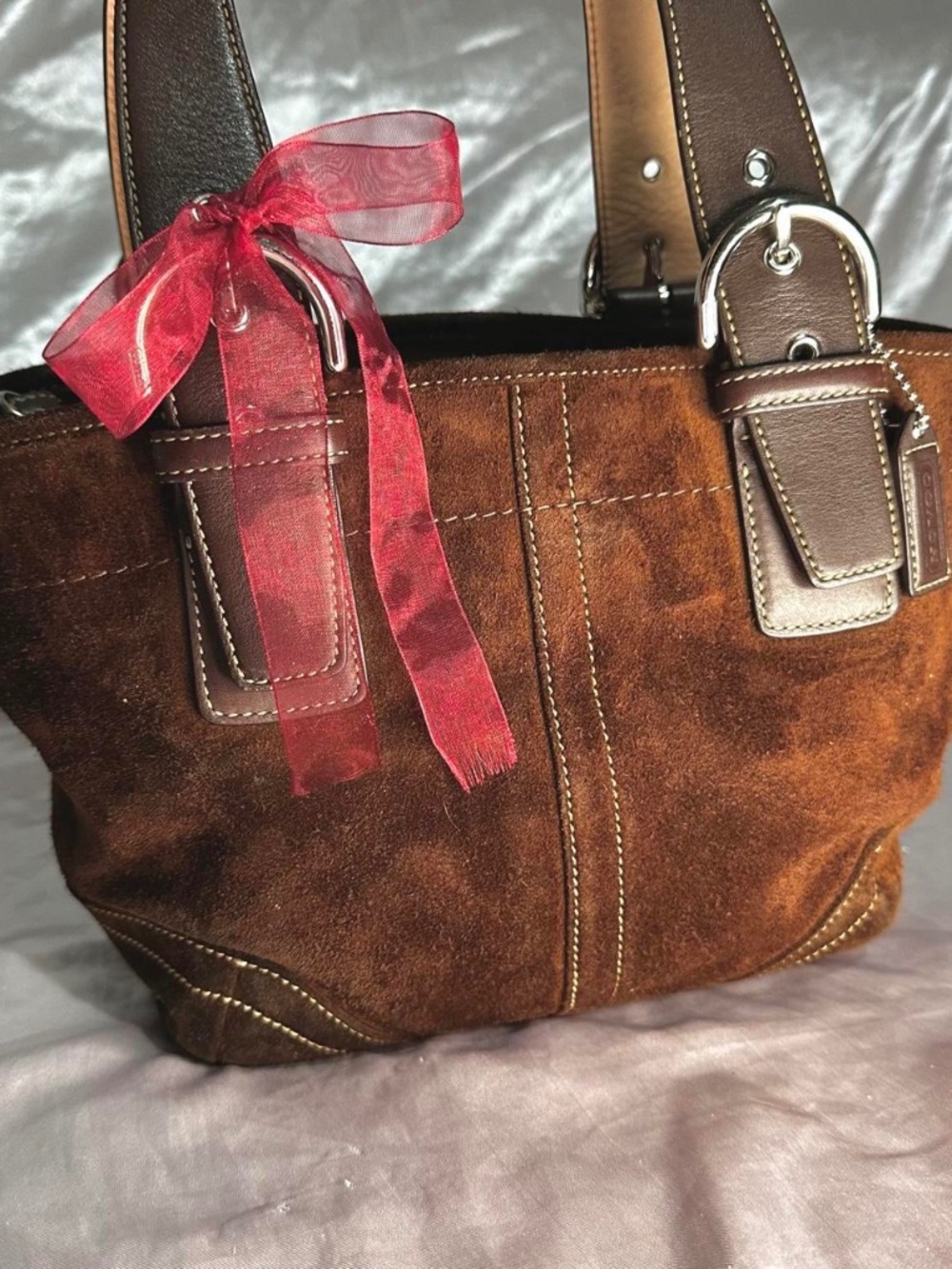 Vintage Y2K Coach Signature Brown Suede Bag